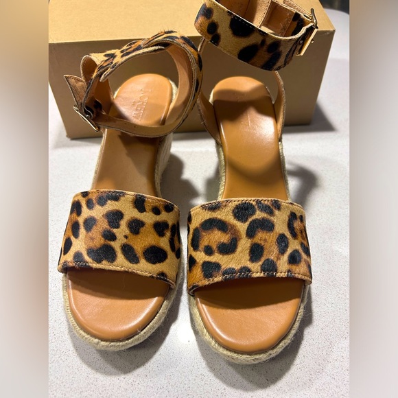 NIB New in Box J.Crew Leopard wedge sandals size 7.5 - Picture 2 of 6
